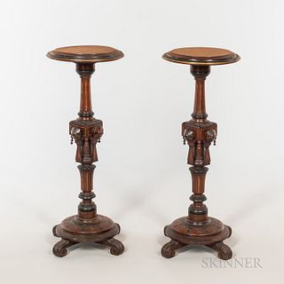 Pair of Eastlake-style Mahogany Pedestals
