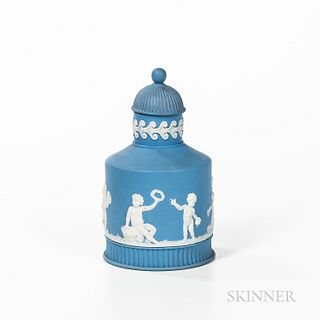 Wedgwood Solid Light Blue Jasper Tea Canister and Cover