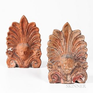 Pair of Terra-cotta Roof Tiles Architectural Elements