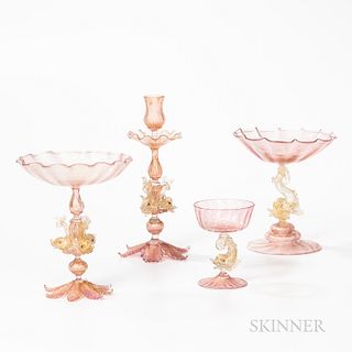 Four Pieces of Venetian Glass Tableware