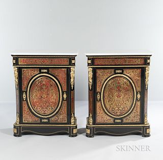 Pair of Marble-top Boulle Commodes
