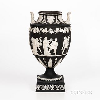Large Wedgwood Solid Black Jasper Vase