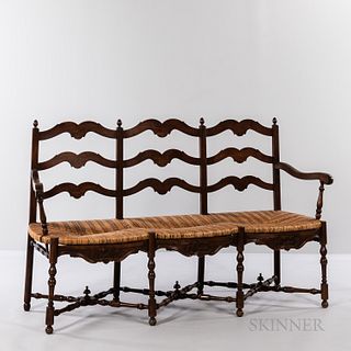 French Provincial Caned Three-seat Bench