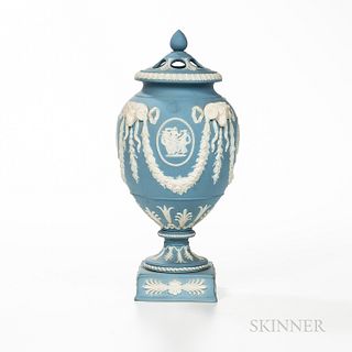 Wedgwood Solid Light Blue Jasper Potpourri Vase and Cover
