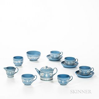 Wedgwood Solid Light Blue Jasper Nine-piece Tea Set