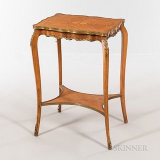 Louis XV-style Marquetry Inlay and Bronze Mounted Side Table