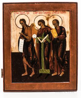 Russian Icon Depicting Three Saints
