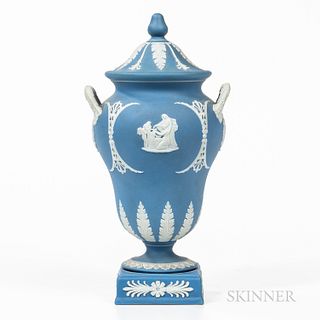Wedgwood Light Blue Jasper Dip Vase and Cover
