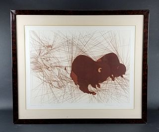 Guillame Azoulay Etching "Deux Bisons" Signed, Circa