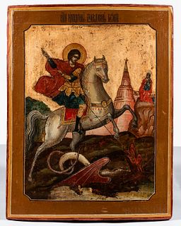 Russian Icon of Saint George and the Dragon