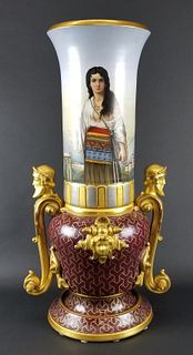 Large Royal Vienna Hand Painted Urn, Circa 1900