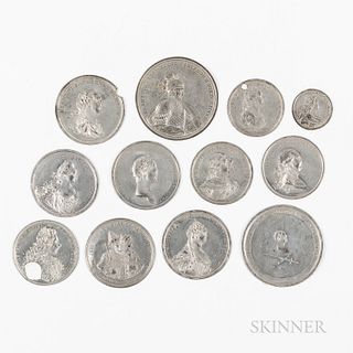 Twelve Russian Zinc Portrait Table Medals