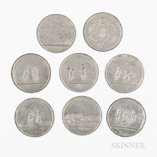 Eight Zinc Russian Table Medals