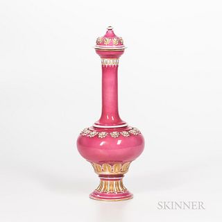 Pink Meissen Bottle-shaped Vase and Cover