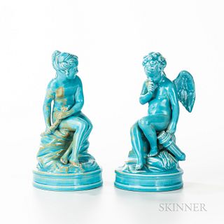 Pair of Wedgwood Turquoise Glazed Figures