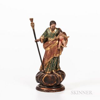 Carved and Painted Santos Figure of Saint Joseph and Child