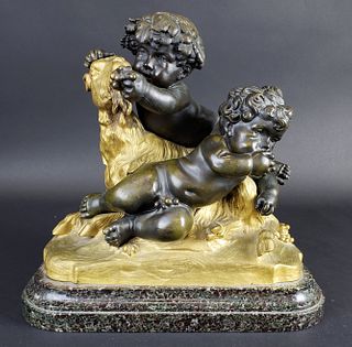 19th C. La Rue Signed Gilt & Patinated Bronze Figure of