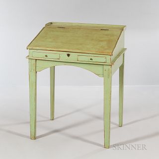 Green-painted Pine Slant-lid Desk