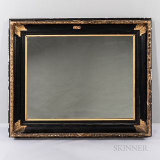 French Black and Gilt Mirror