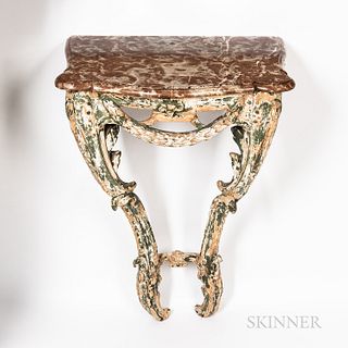 Wood and Marble Console Table