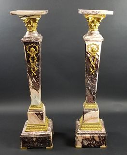 Late 19th C. French Pair of Gilt Bronze Mounted Breche
