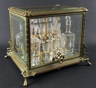Late 19th C. French Gilt Bronze Mounted Glass Cave a