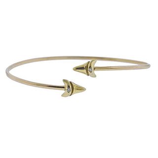 18k Gold Diamond Shark Tooth Cuff Bracelet