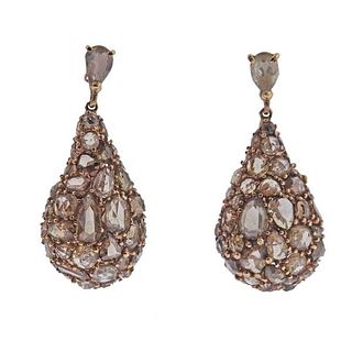 18k Gold Fancy Rose Cut Diamond Earrings