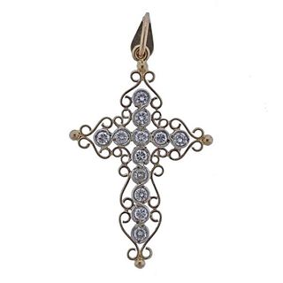 18k Gold Diamond Cross Pendant