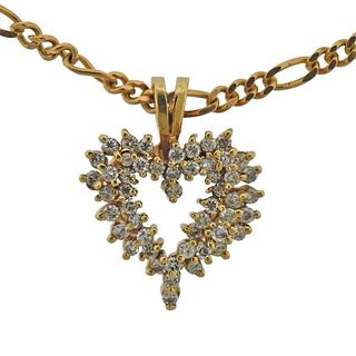  14k Gold Diamond Heart Pendant Necklace