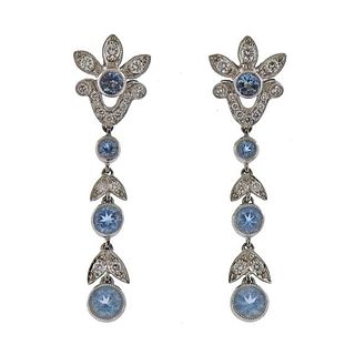 Tiffany &amp; Co Garland Platinum Aquamarine Diamond Earrings 