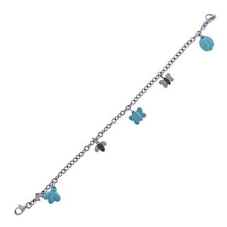 Valente 18k Gold Diamond Turquoise Charm Bracelet