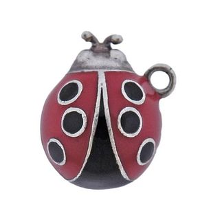 Tiffany &amp; Co Silver Enamel Ladybug Charm Pendant 