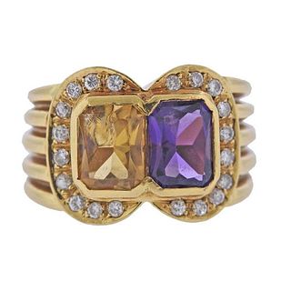 Adler 18K Gold Diamond Citrine Amethyst Ring
