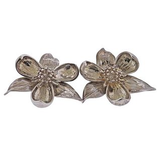 Tiffany &amp; Co Silver Dogwood Flower Earrings