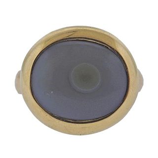18K Gold Agate Ring