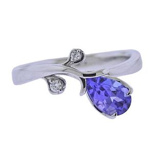 Tasaki 18K Gold Diamond Sapphire Ring