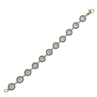 18k Gold Diamond MOP Quartz Bracelet