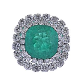 18k Gold Diamond 7ct Emerald Ring