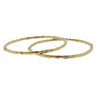 Rhonda Faber Green 22k Gold Diamond Bangle Bracelet Lot 
