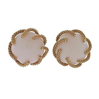 David Webb Vintage 18K Gold Coral Earrings