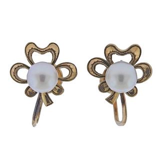 Vintage Mikimoto 14k Gold Pearl Earrings