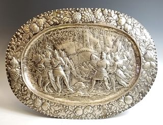 Late 18th C. European Sterling Silver Figural Tray