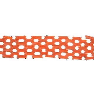 A late 19th century coral bracelet. Designed as a series of rectangular-shape coral links, to the gr