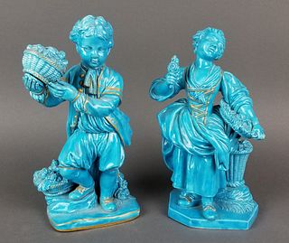 Pair of 19th C. Sevres French Turquoise Blue Porcelain