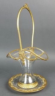 19th C. French and Baccarat Crystal Centerpiece Basket
