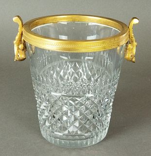 French Baccarat Cut Crystal & Bronze Bucket