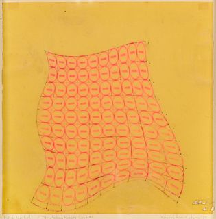 Rachel bas-Cohain
(American, 1937 - 1982)
Red Nickel, a Stretched Rubber Grid #4, 1973