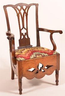 PA Chippendale Walnut Armchair Potty Chair.