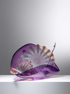 Dale Chihuly
(American, b. 1941)
Five Piece Purple Persian Set with Red and Green Lips, c. 1988